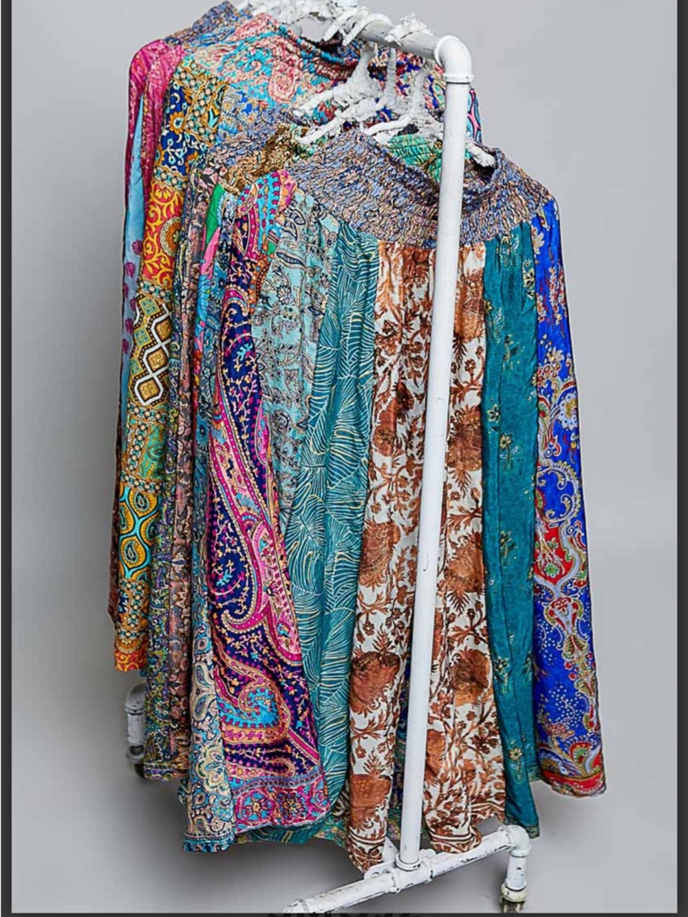 627. Assorted print wide leg smocked waist boho pant - Picture 7 of 13